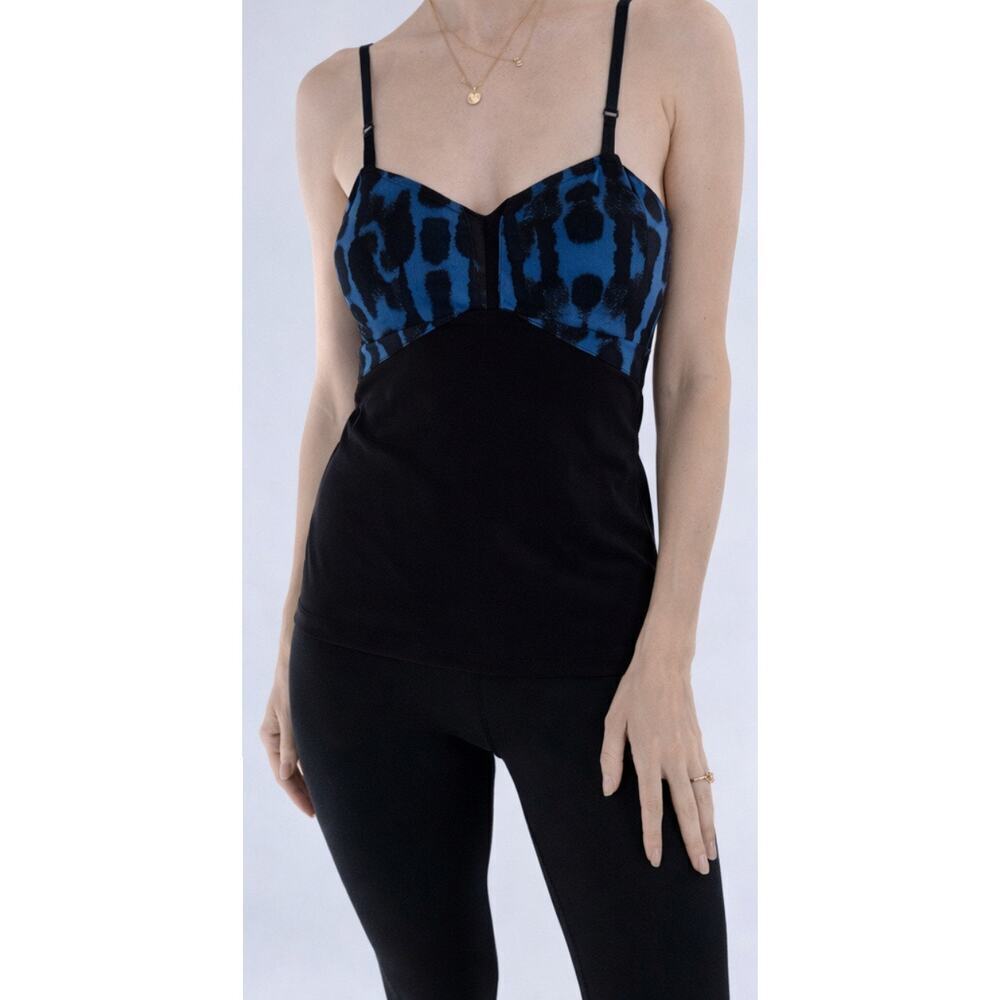Zobha Blue & Black Printed Bustier Tank Top with Adjustable Straps Size 4